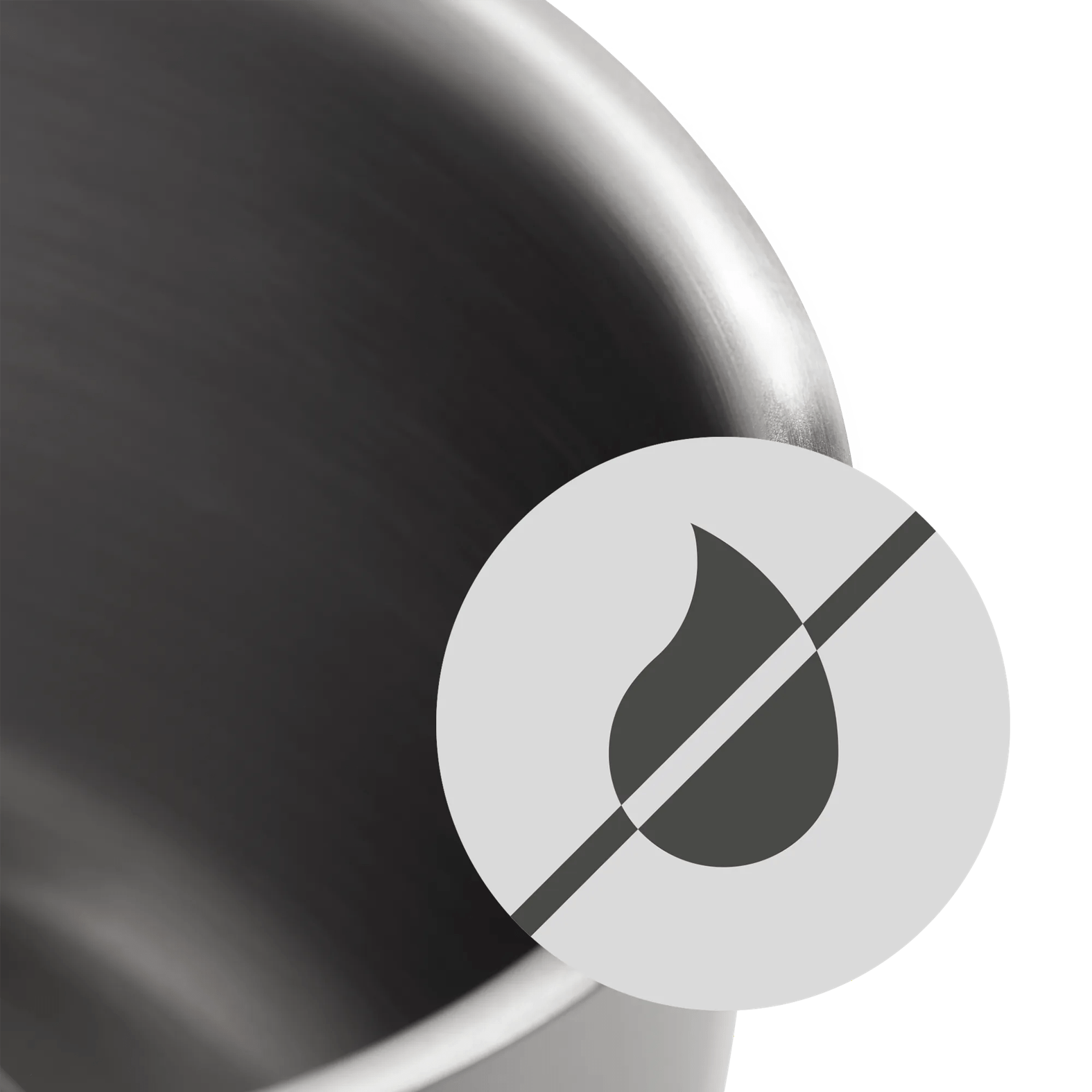Symbol für keine Flamme auf dunklem Hintergrund.
