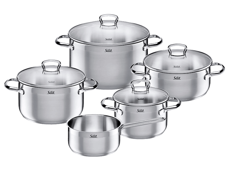 Silit 256731 Toskana Topf-Set (5-teilig, Silitherm®-Allherdboden, alle Herdarten, Silber, Edelstahl)