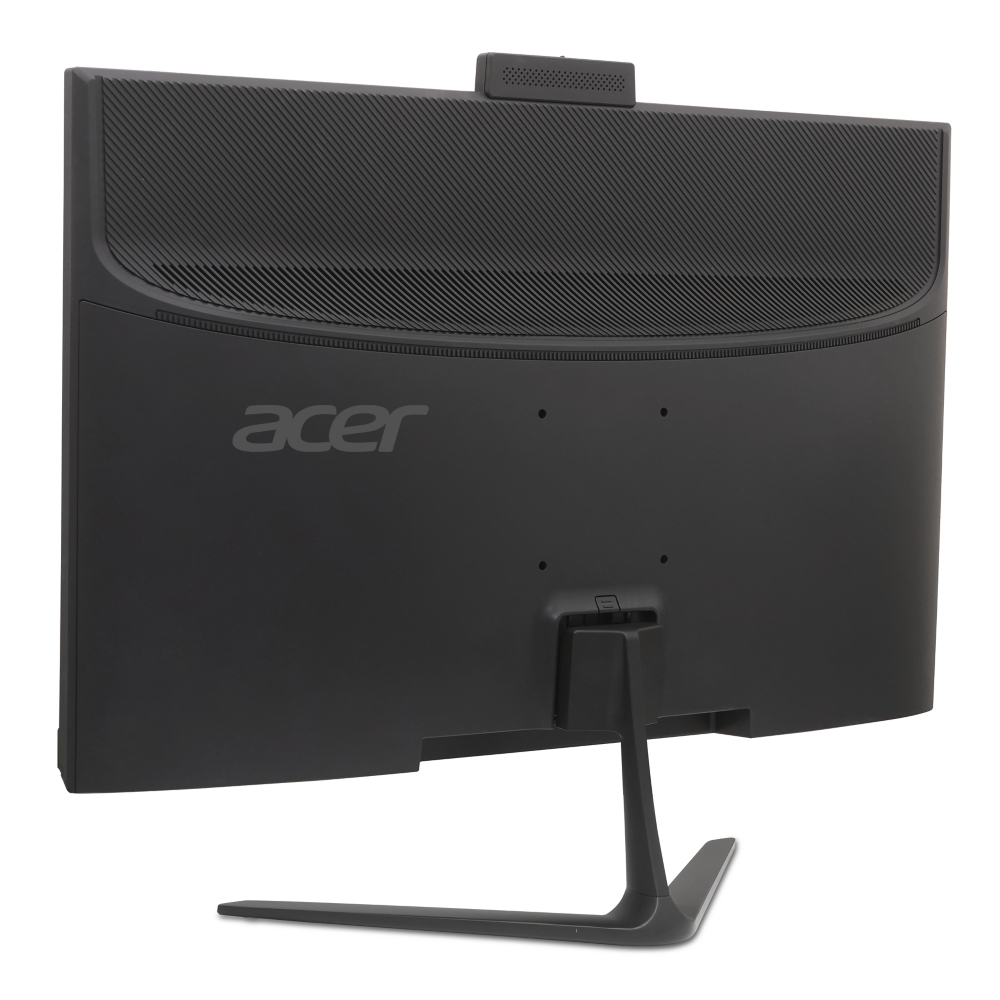 Vue arrière d'un moniteur Acer noir avec fixation webcam et support fin.
