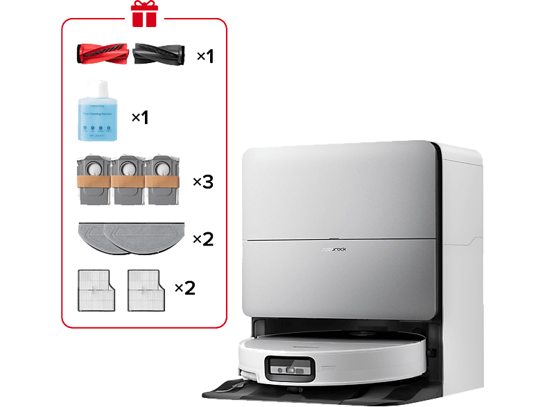Roborock Saros 20 Sonic Complete Saugroboter mit Wischfunktion (White, Laufzeit: 190 Minuten, mit Absaugstation, AdaptiLift Chassis 3.0)