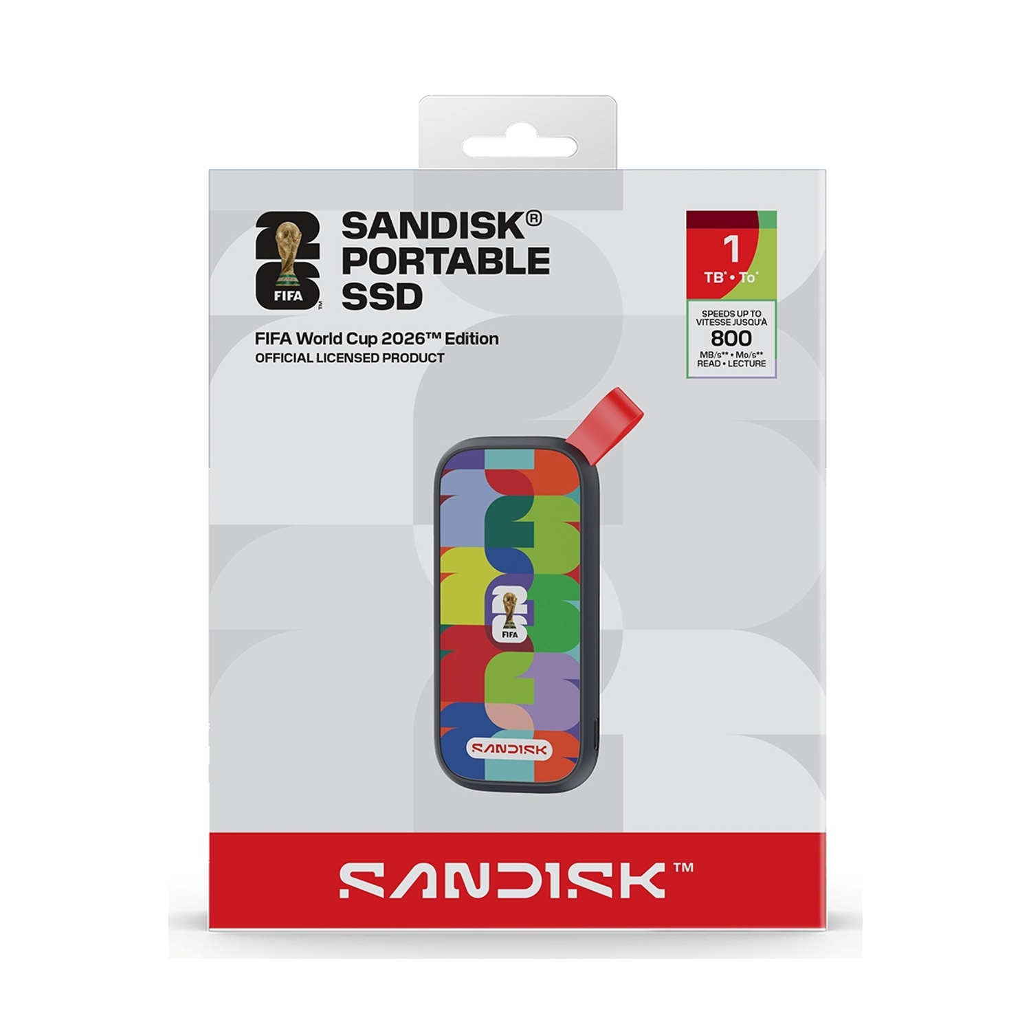 SSD Portatile Sandisk, Edizione FIFA World Cup 2026, 1TB, 800MB/s lettura.