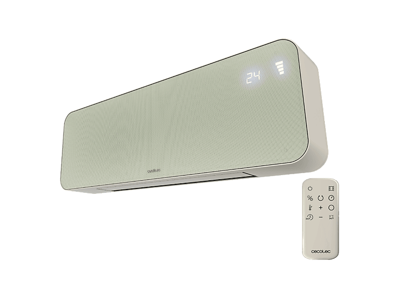 Calefactor de pared - Cecotec ReadyWarm 3000 Textile, 2000 W, Diseño en tela, Pantalla LED, Mando a distancia, Temporizador, 3 modos, Verde