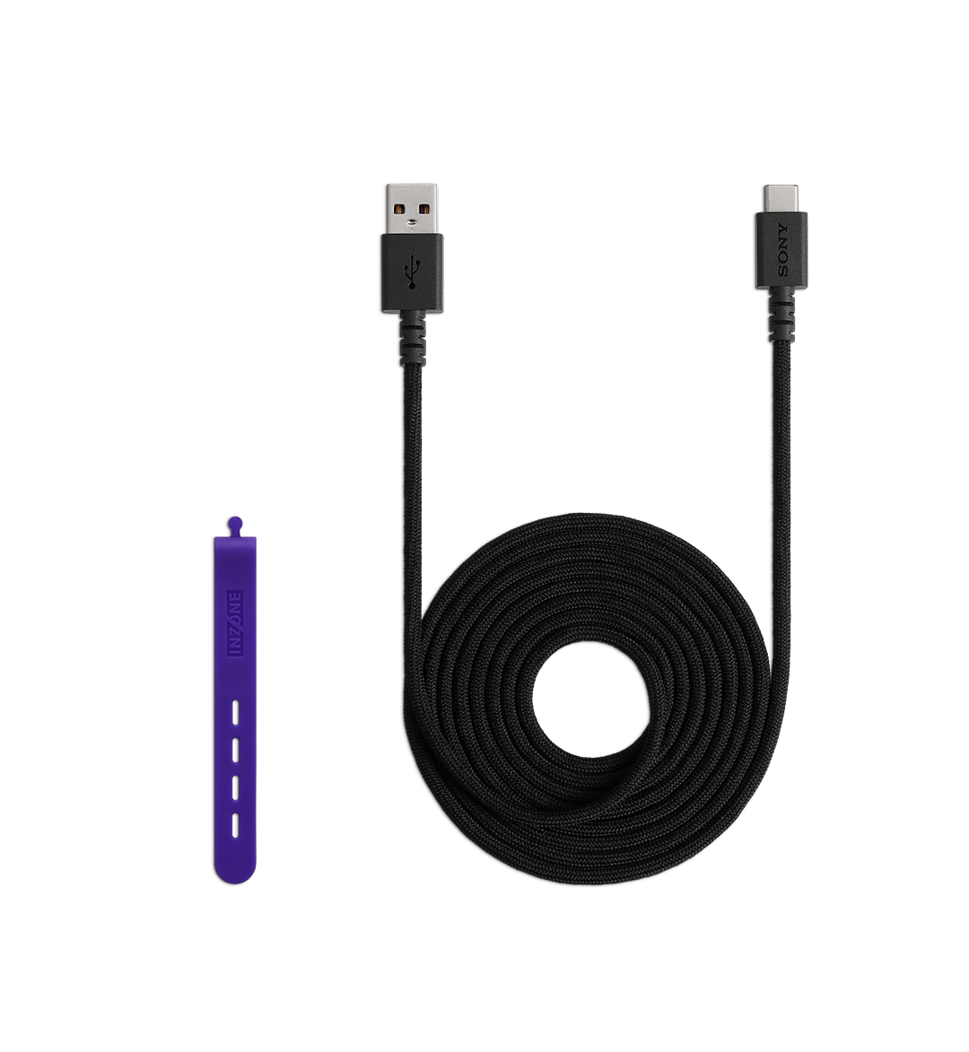 Fekete USB kábel USB-A és USB-C csatlakozóval. Hosszú töltőkábel.