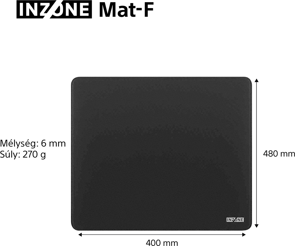 Fekete INZONE Mat-F egérpad, 400x480mm, 6mm vastag, 270g.