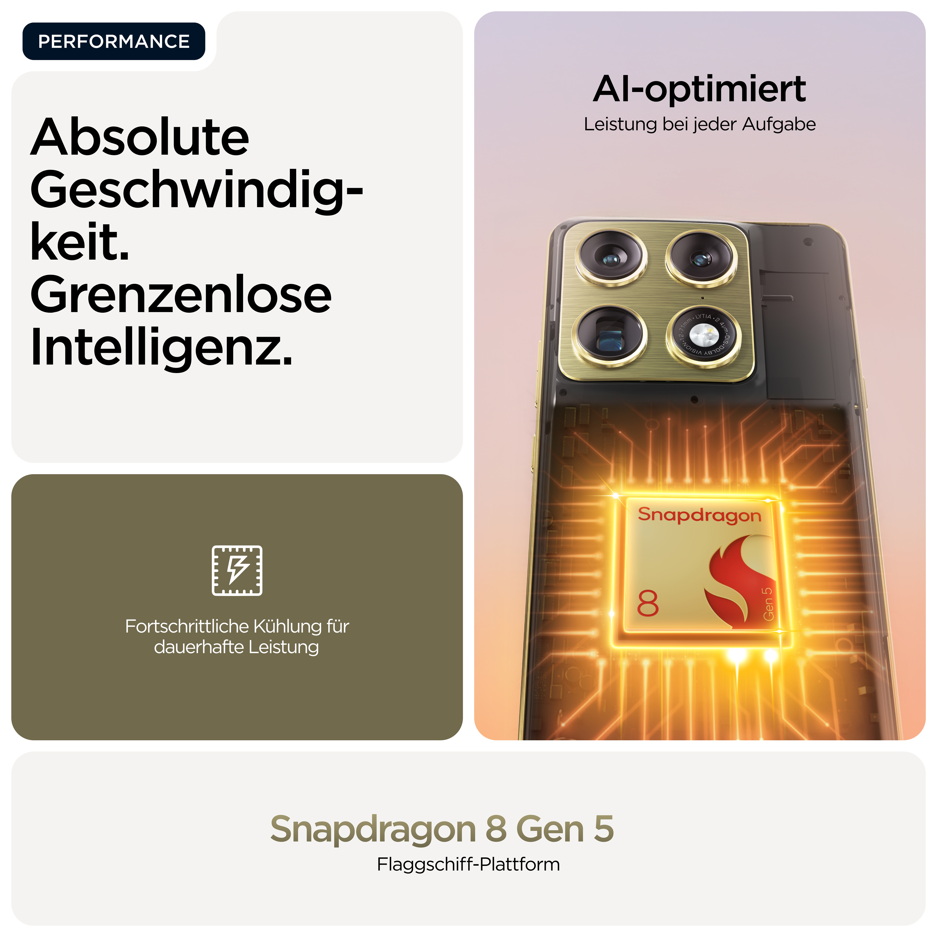 Performance-Fokus: Smartphone mit Snapdragon 8 Gen 5 Chip, fortschrittlicher Kühlung.