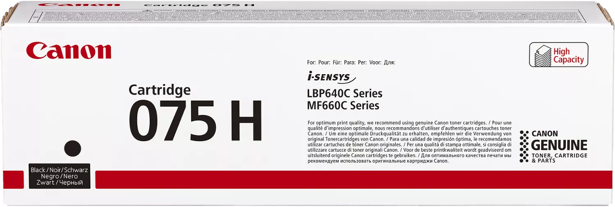 Canon 075 H Toner-Kartusche mit "High Capacity"-Aufkleber, schwarz.