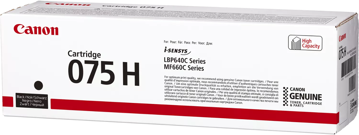 Weiße Canon-Verpackung für Toner 075 H, schwarz, für i-SENSYS LBP640C/MF660C.