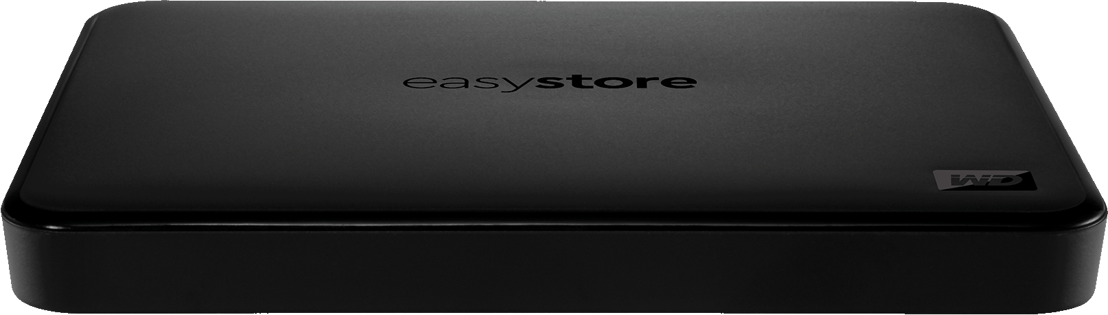 Eine schwarze externe Festplatte mit den Logos 'easystore' und 'WD'.