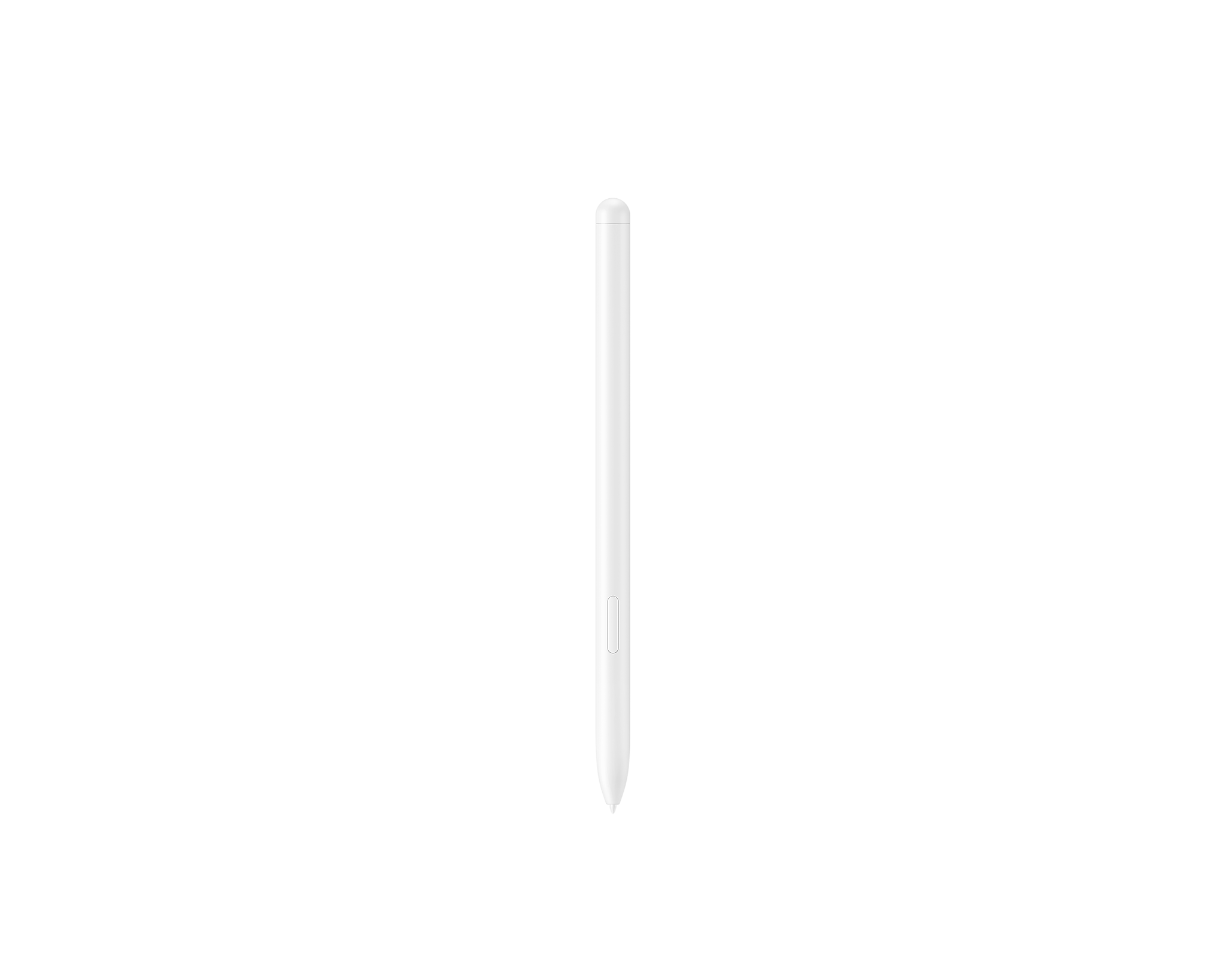 Ein weißer Stift mit abgerundeter Spitze auf schwarzem Hintergrund.