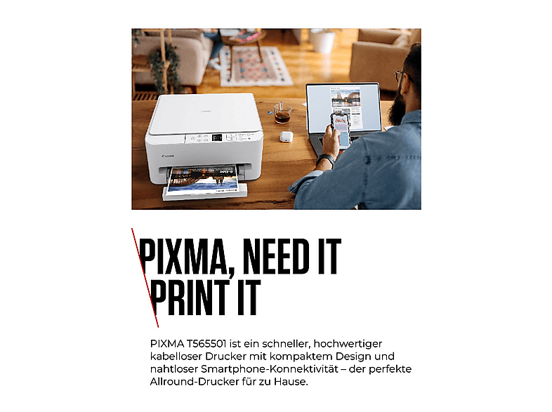 CANON Pixma TS6550i, WiFi, Grau, Multifunktionsdrucker, WLAN, Duplexeinheit (für beidseitigen Druck), A4, A5, Grau — Foto 2 von 5
