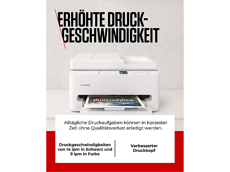 CANON Pixma TS7550i, WiFi, A4, Weiß, Multifunktionsdrucker, WLAN, Duplexeinheit (für beidseitigen Druck), A4, A5, Weiß — Foto 3 von 5