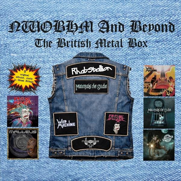 Jeansweste mit Band-Patches und Albumcovern, betitelt 'NWOBHM And Beyond'.