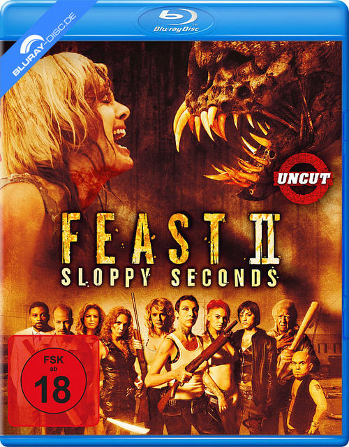 Horrorfilm Poster: Frau schreit Monster an, Gruppe von Menschen mit Waffen.
