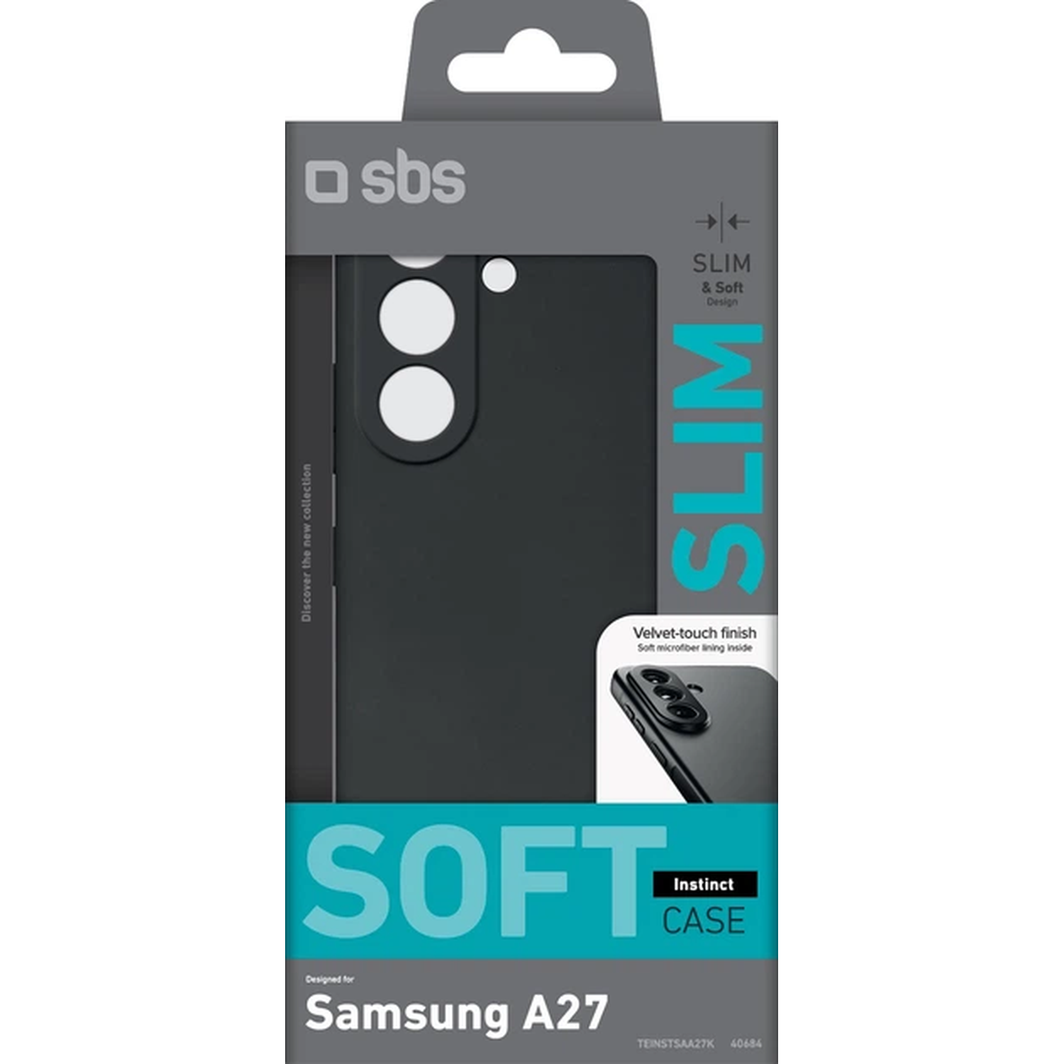 Coque SBS slim et douce pour Samsung A27, noire.