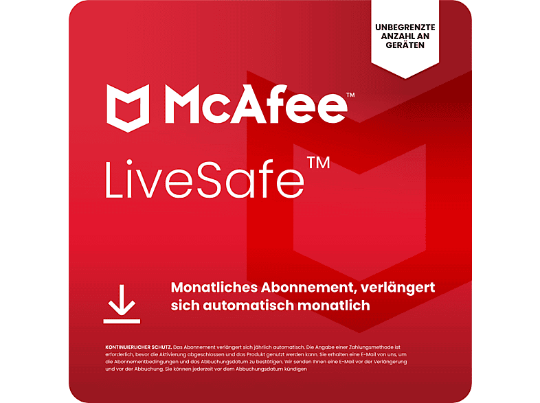 McAfee LiveSafe, 1-Jahres-Abonnement, verlängert sich jährlich automatisch - [Multiplattform]