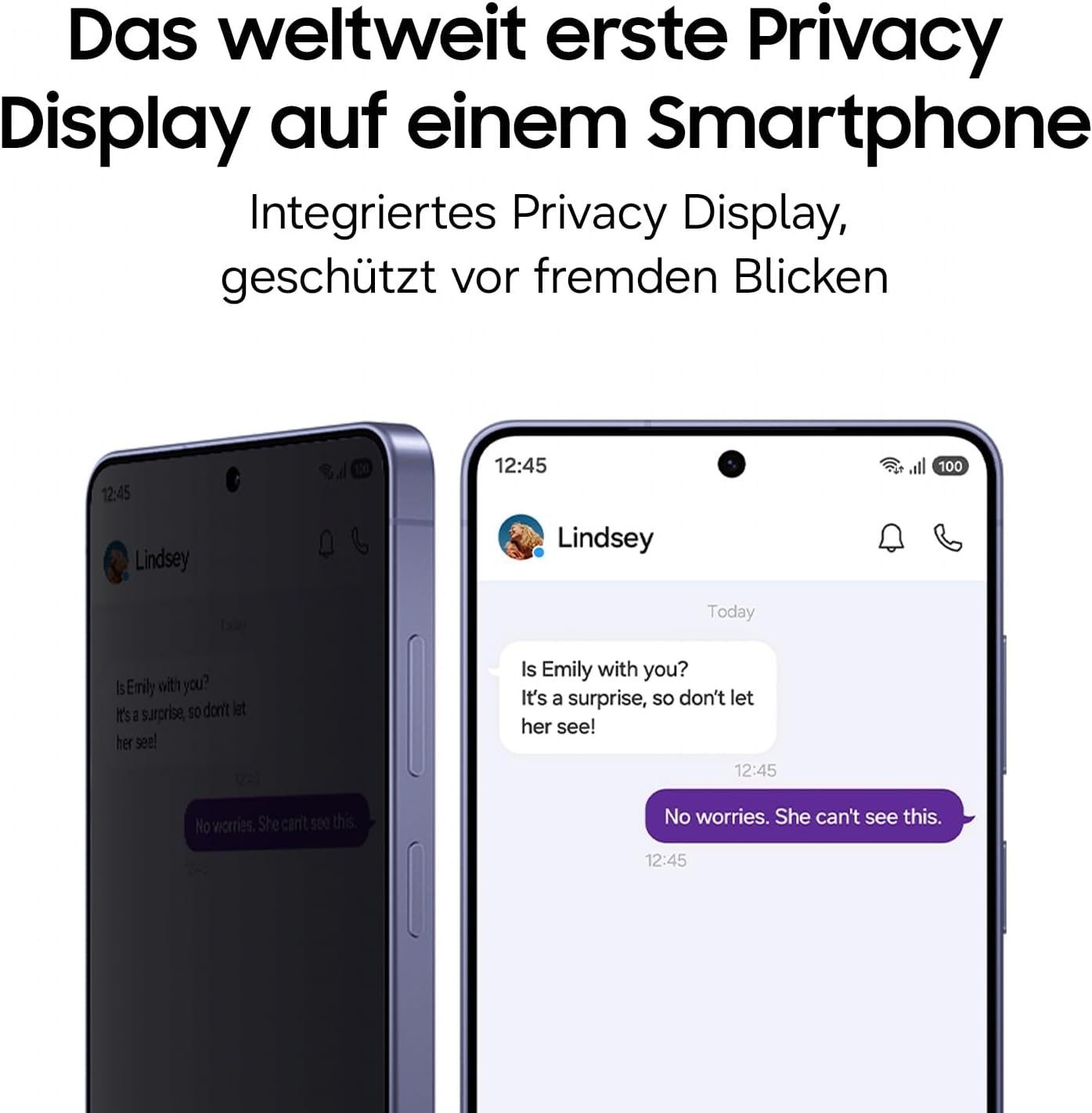 Zwei Smartphones zeigen eine Chat-Nachricht. Eines ist gedimmt, das andere klar.