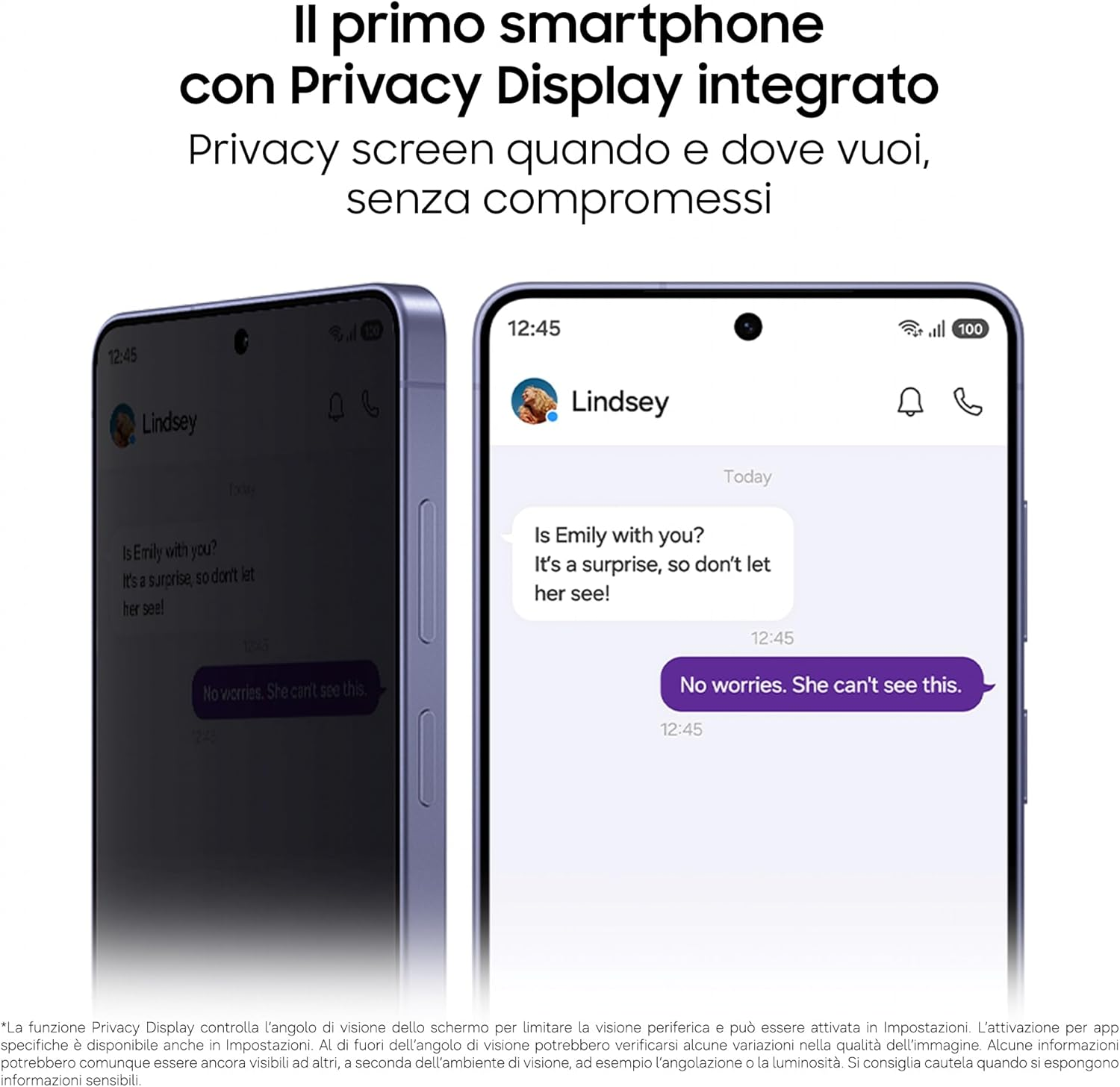 Due smartphone mostrano una chat. Uno è oscurato, l'altro è chiaro.