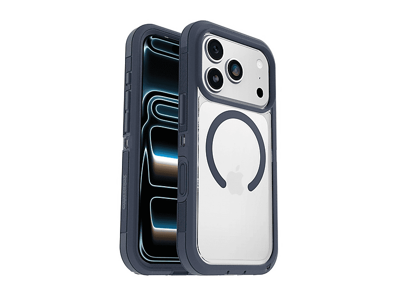 OTTERBOX Defender Series XT Clear MagSafe Cover per iPhone 17 Pro,super resistente a shock e cadute, testata 7x norme MIL-STD 810G, Trasparente/Blu