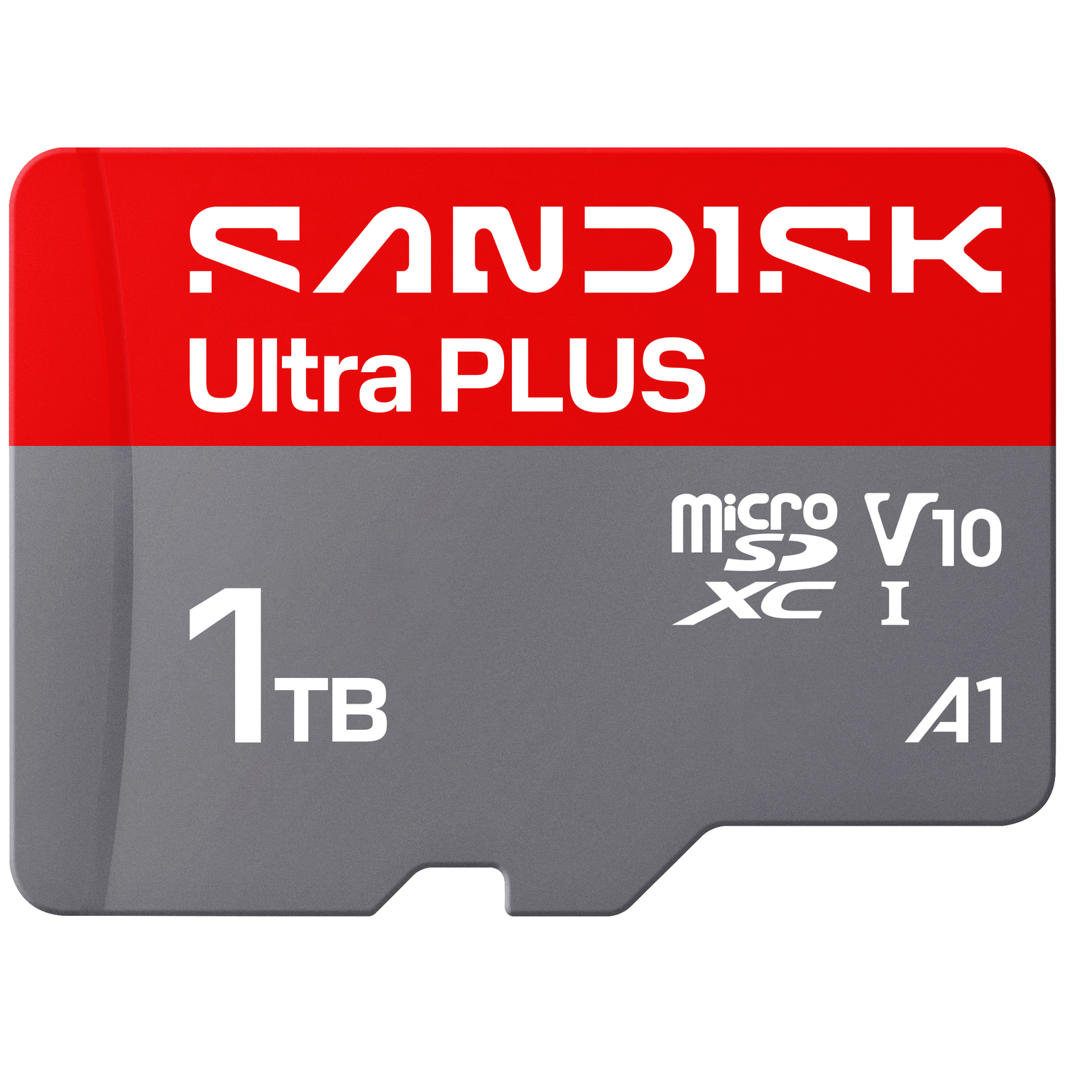 Sandisk Ultra PLUS 1TB microSDXC kaart, V10 en A1 rating.