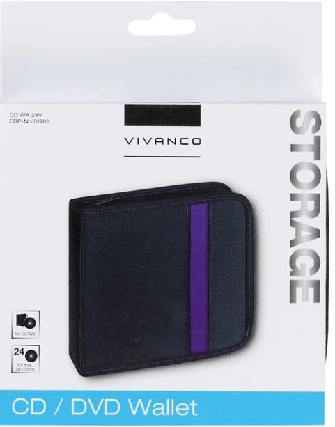 VIVANCO CD/DVD-Aufbewahrungstasche für 24 CDs/DVDs.
