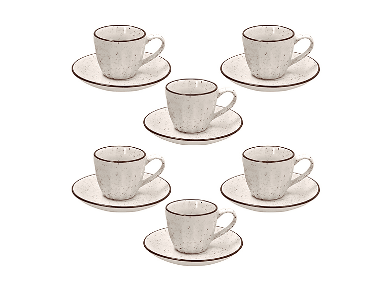 Set tazzine caffè con piattino TOGNANA NAIVE, per 6 persone, 12 pezzi, New Bone China, 70 ml, Beige