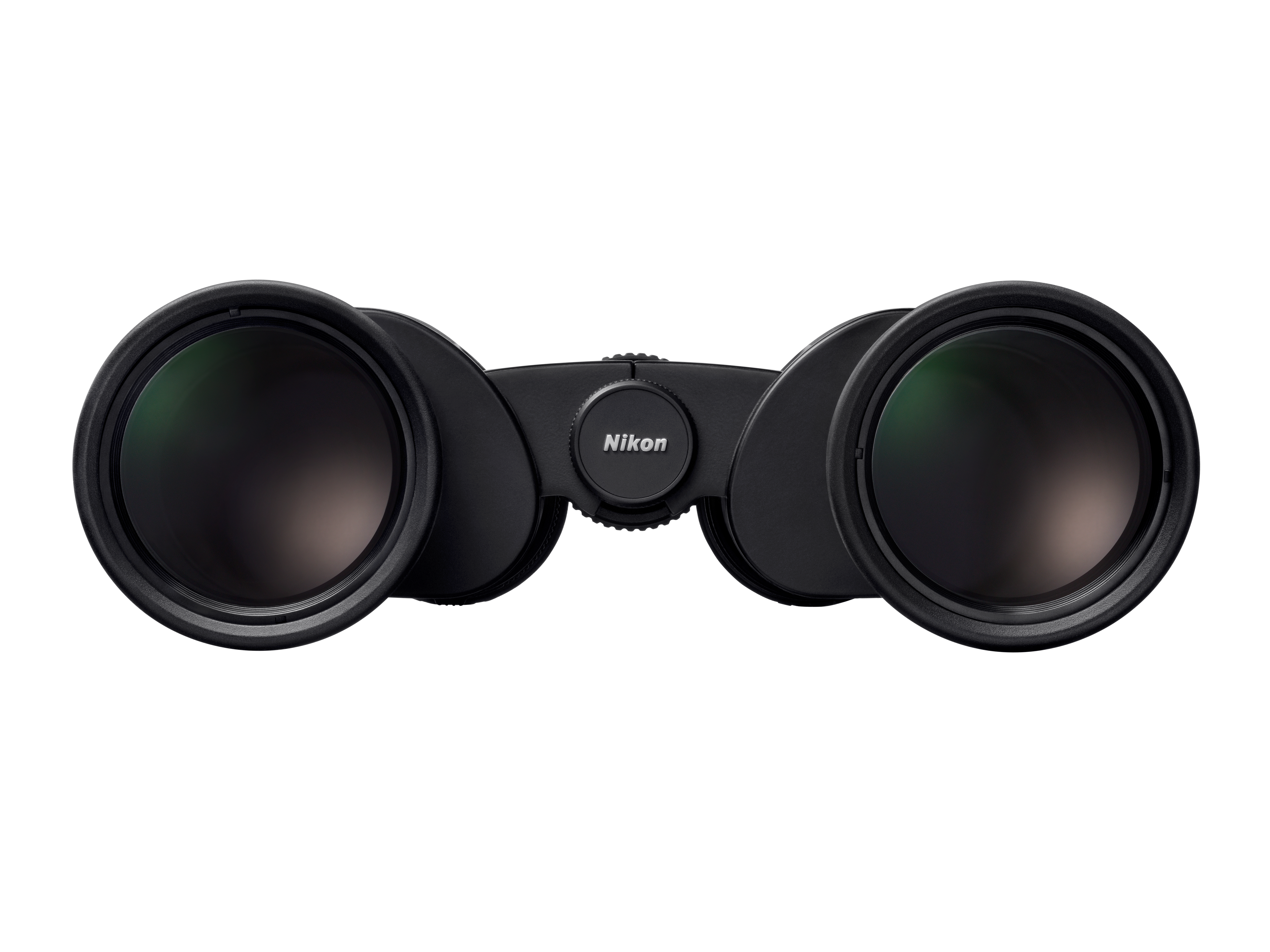 Schwarze Nikon Fernglas mit Fokussierrad in der Mitte.