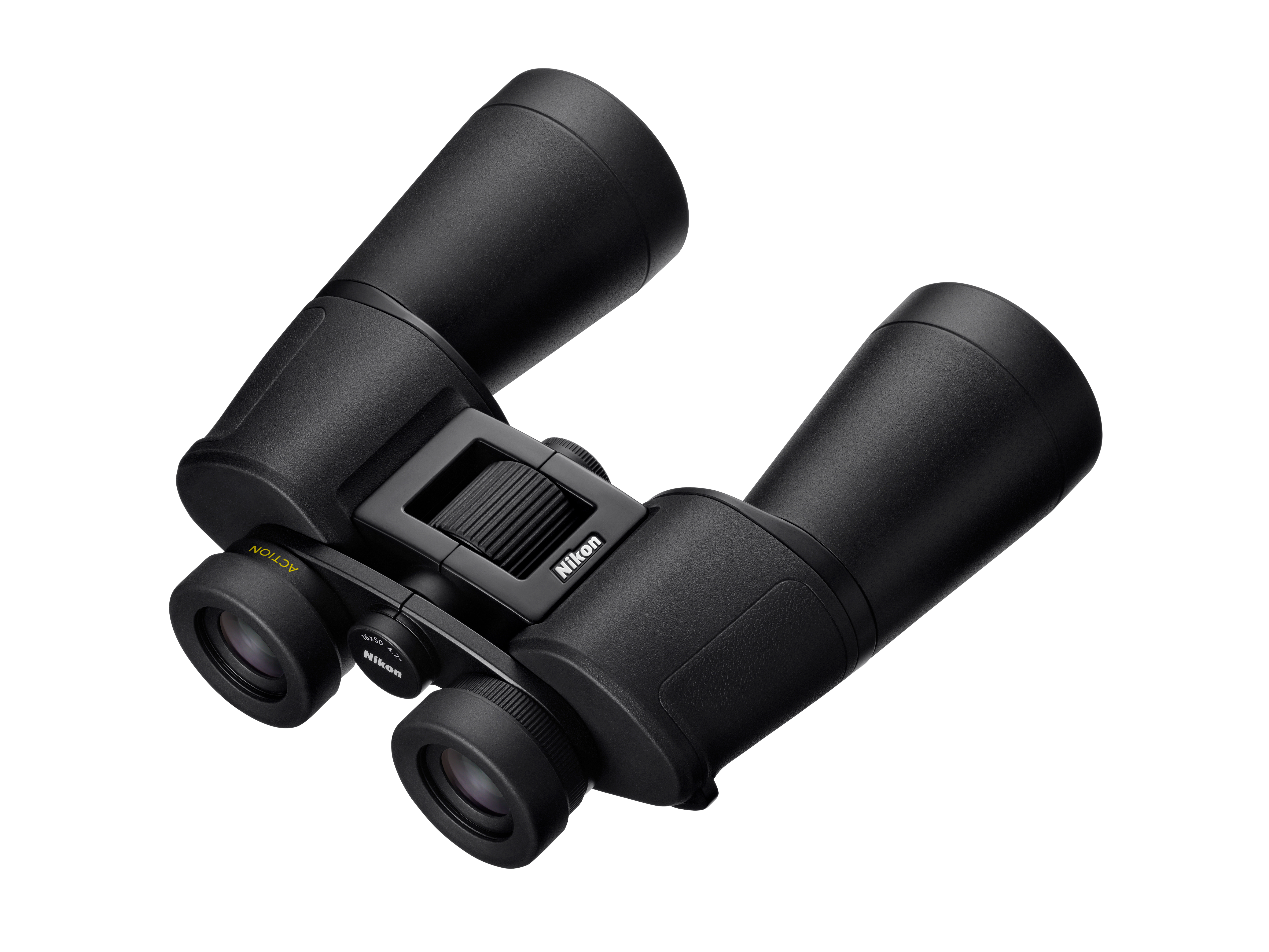 Schwarze Nikon Fernglas mit "ACTION" und "16x50" Beschriftung.