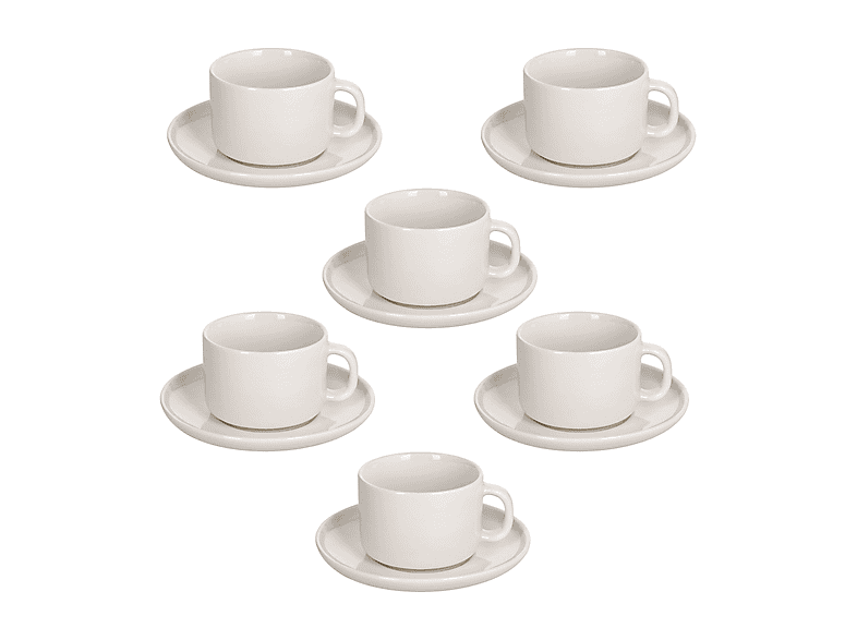 Set tazzine caffè con piattino TOGNANA EDGE, per 6 persone, 12 pezzi, Porcellana, 90 ml, Bianco