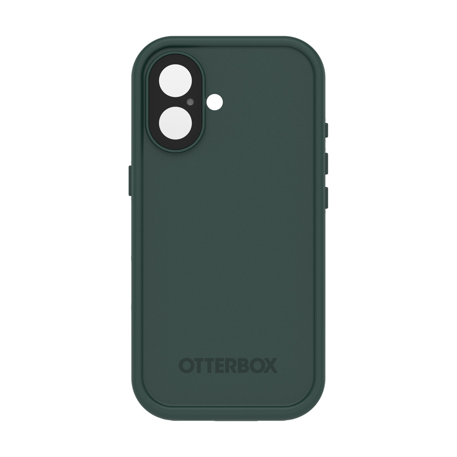 Custodia Otterbox verde scuro con ritaglio fotocamera e logo.