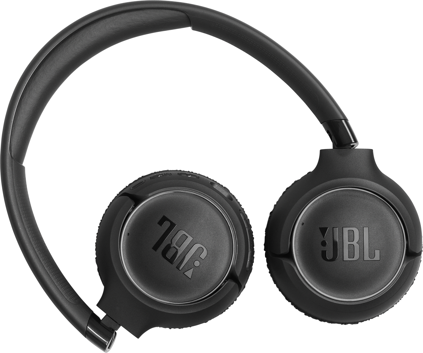 Fekete JBL fejhallgató párnázott fejpánttal és kerek fülkagylókkal.
