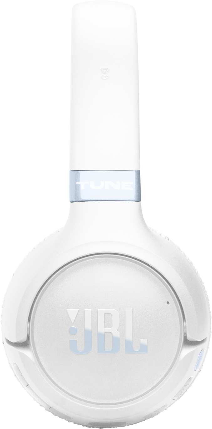 Fehér JBL fejhallgató ezüst szalagon TUNE felirattal.