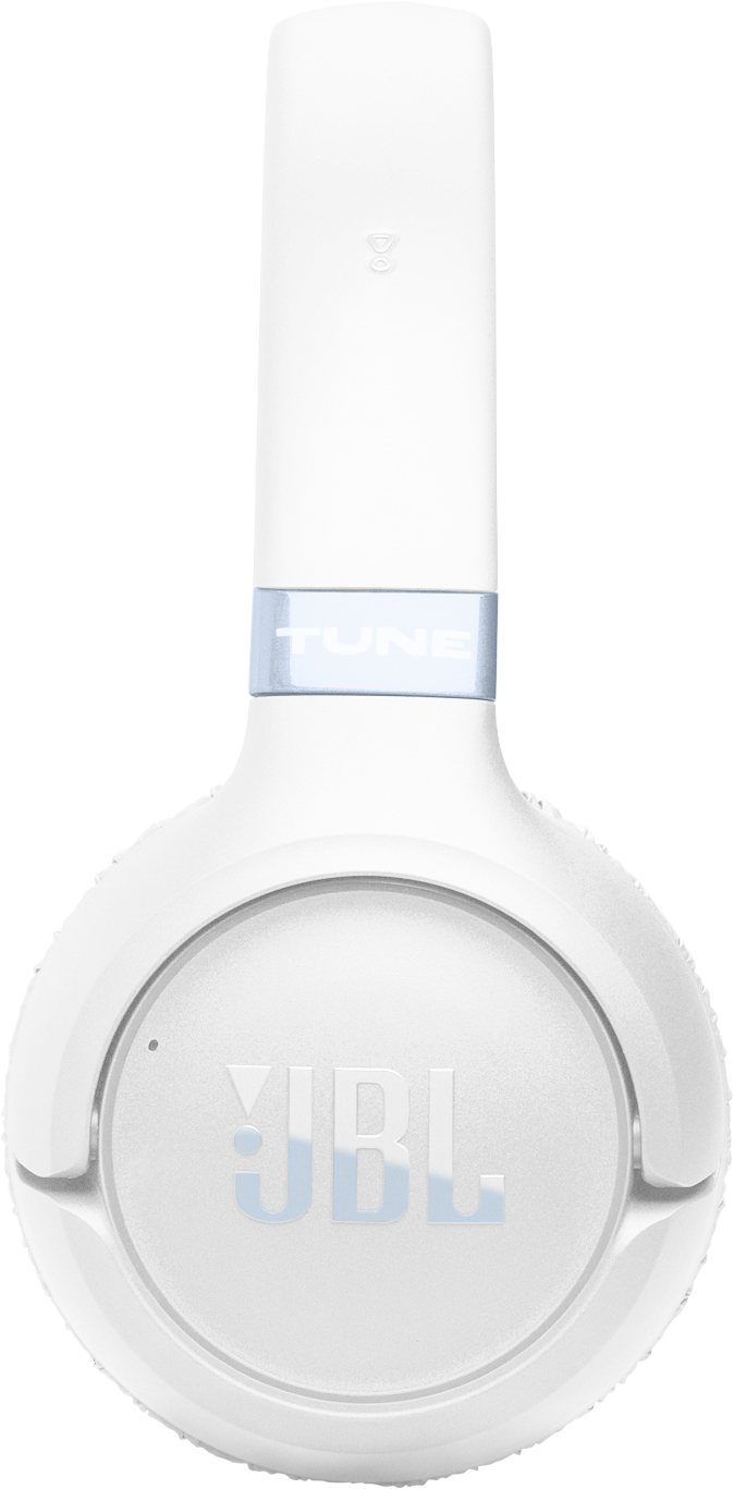 Fehér JBL fülhallgató kék szalaggal és 