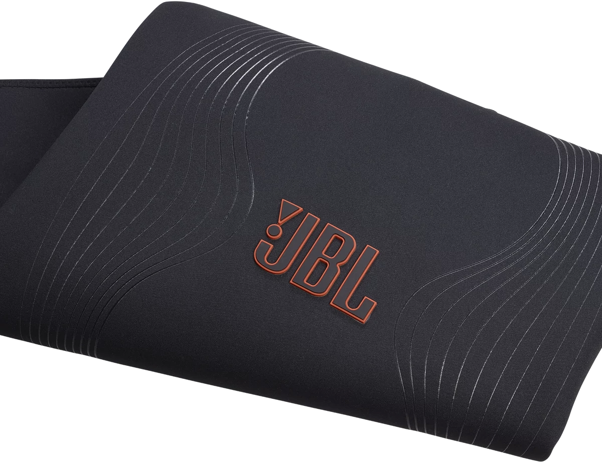 Fekete anyag JBL logóval és hullámmintával.