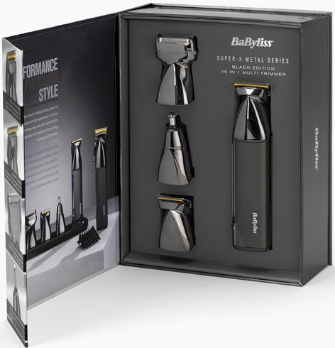 BaByliss 15-in-1 Multitrimmer-Set in schwarzer Edition mit Aufsätzen.