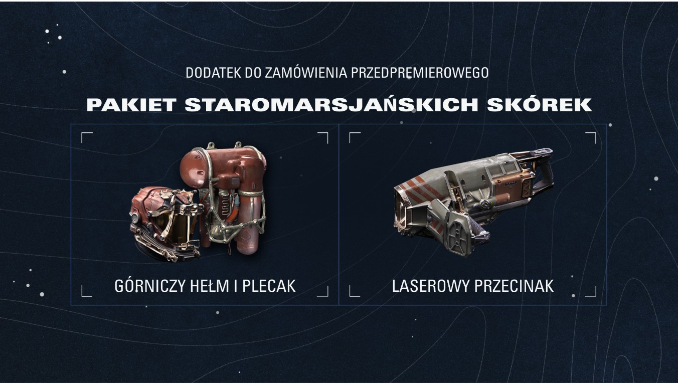 Czerwony hełm z plecakiem i szary pistolet laserowy.