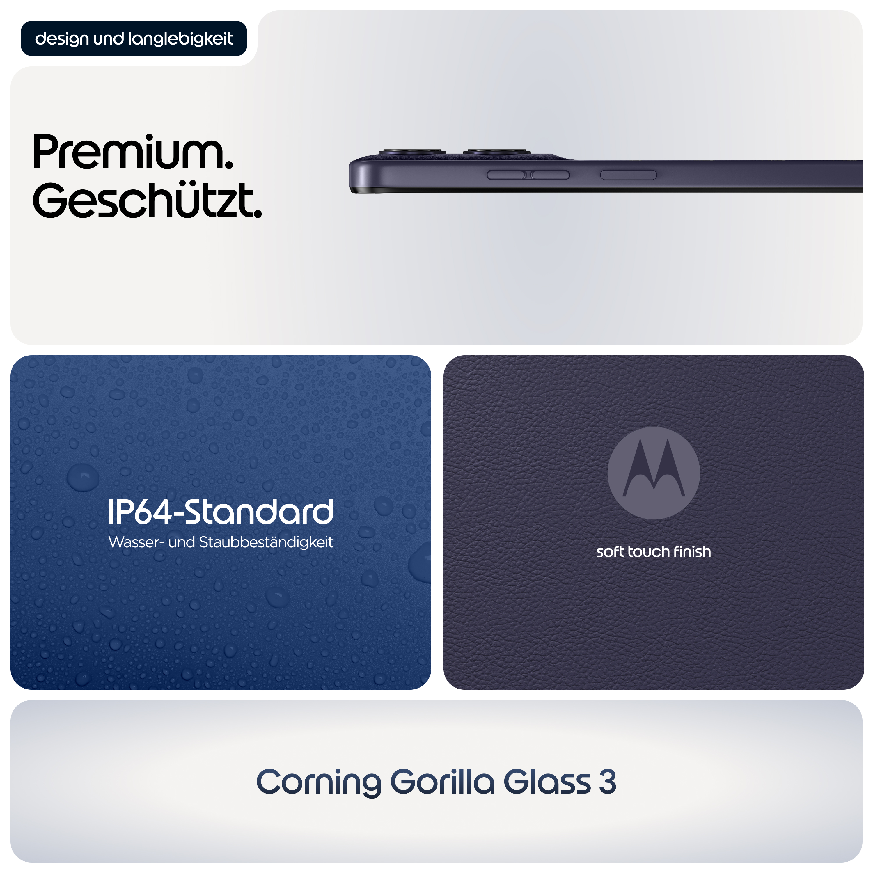 Smartphone premium avec norme IP64, finition douce et Gorilla Glass 3.