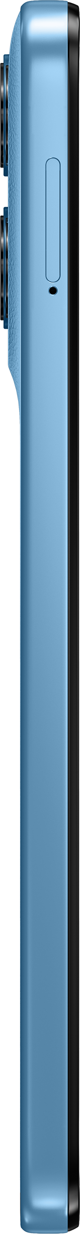 Dos bleu clair de smartphone avec trois objectifs photo en haut à gauche.