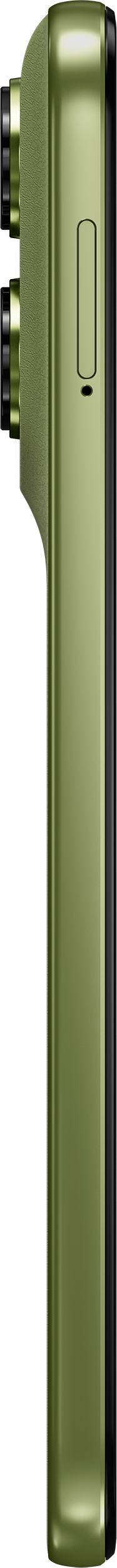 Grünes Smartphone mit zwei Knöpfen und einem länglichen Knopf.