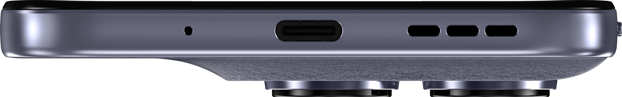 Detailansicht des unteren Handyanschlusses mit USB-C und Lautsprechergittern.