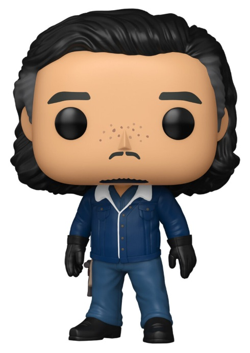 Postać z ciemnymi włosami, niebieską kurtką i dżinsami, w czarnych rękawiczkach.