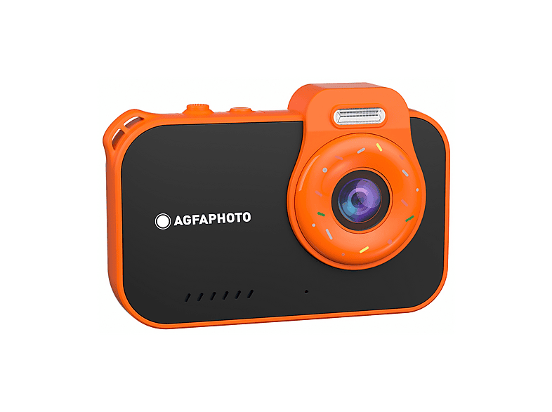 Fotocamera Digitale per bambini Realikids Cam Waterproof 2, 12 megapixel, display a colori da 2,8", impermeabile fino 3 metri, Nero/Arancione