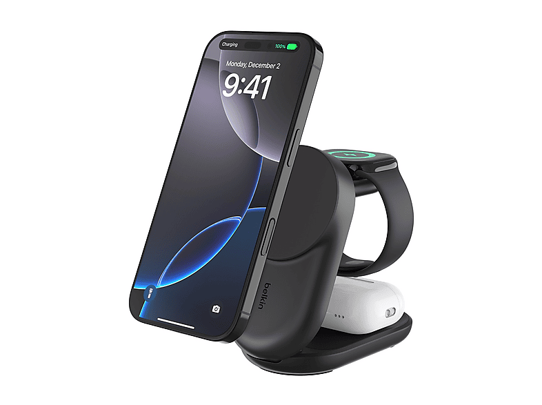 CARICATORE WIRELESS BELKIN STAND FOLD WL Qi2 25W 3-1 da 25 W, Nero
