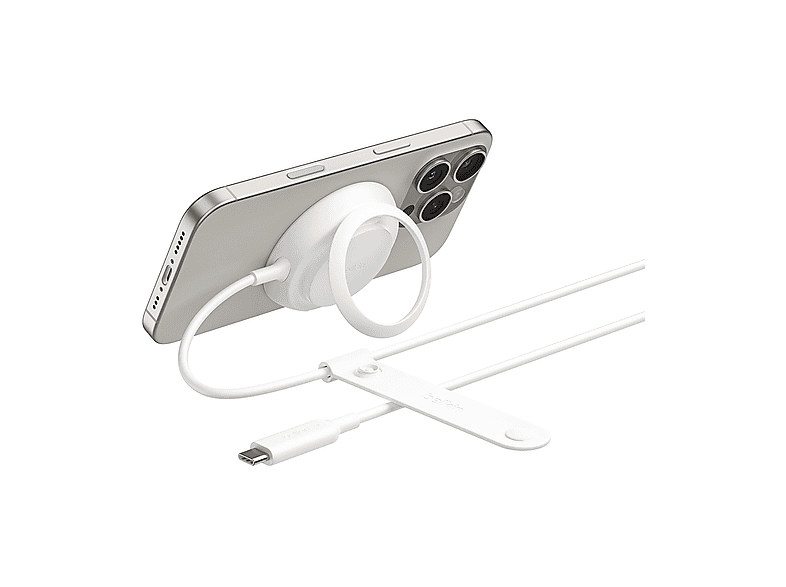 CARICATORE WIRELESS BELKIN PAD WL Qi2 25W +KICKSTAND da 25 W, Bianco