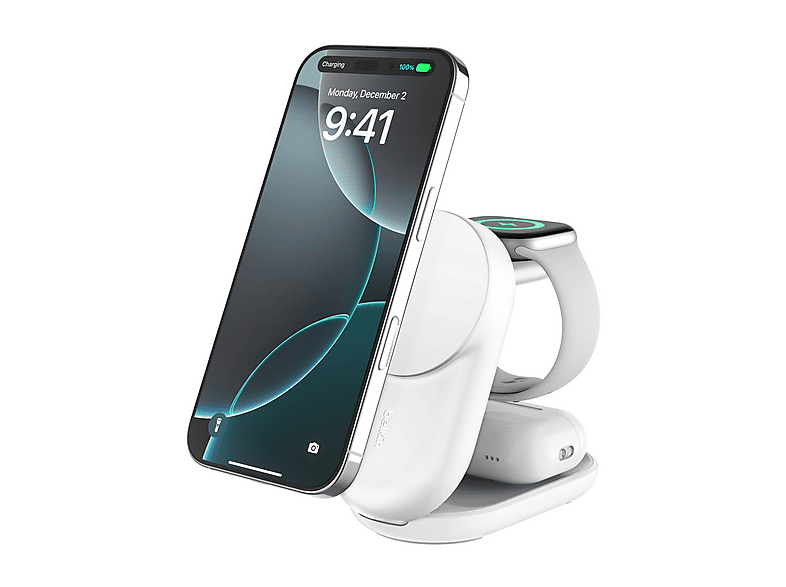 CARICATORE WIRELESS BELKIN STAND FOLD WL Qi2 25W 3-1 da 25 W, Bianco