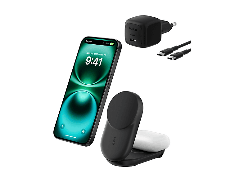 CARICATORE WIRELESS BELKIN ULTRACHARGE 25W Qi2 2IN1 da 25 W, Nero