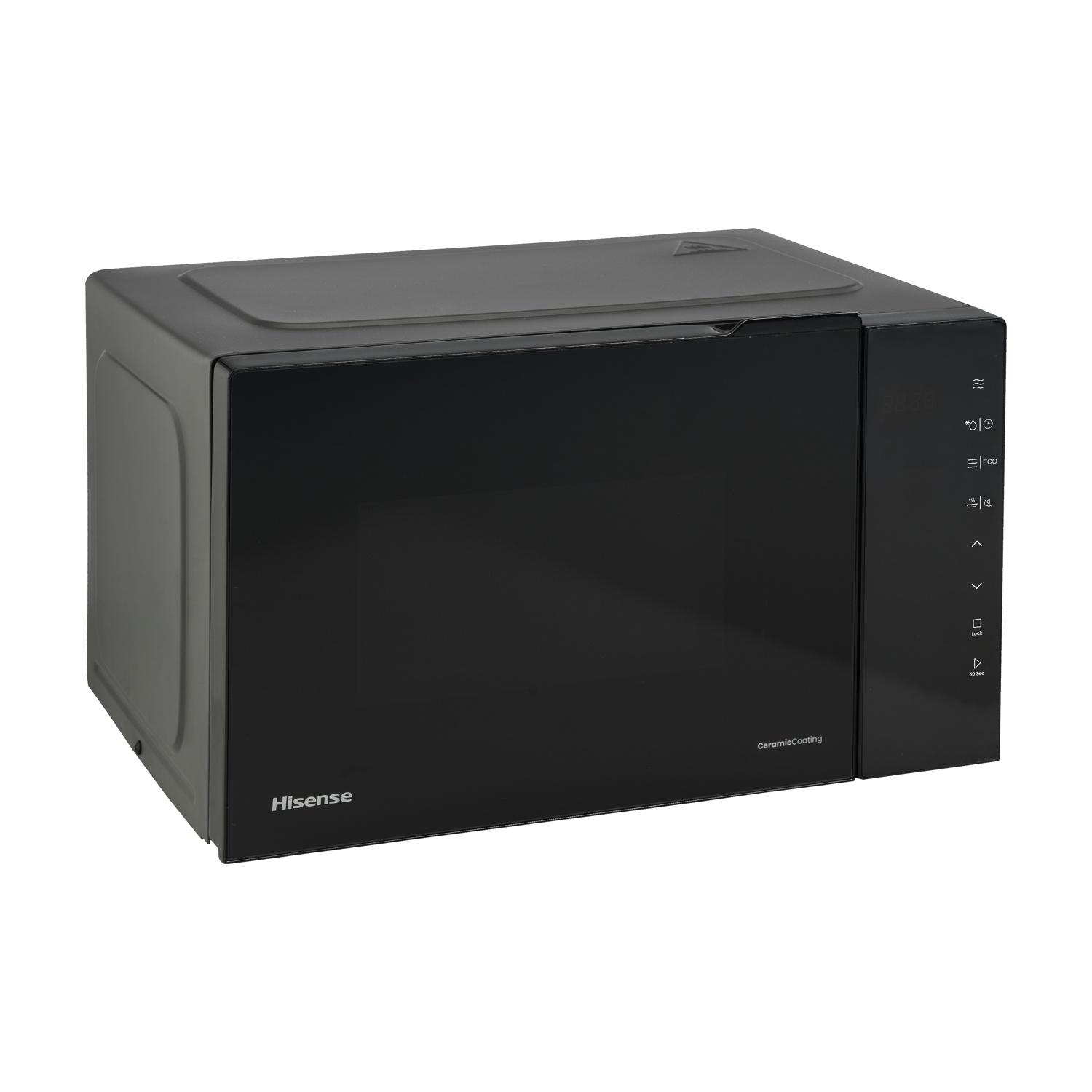 Forno a microonde Hisense nero con controlli digitali e porta in vetro.