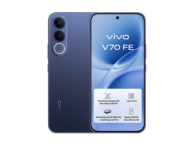 VIVO V70 FE Special Pack, Buds Air3 + 90W Flash Charger, 256 GB, Blu
