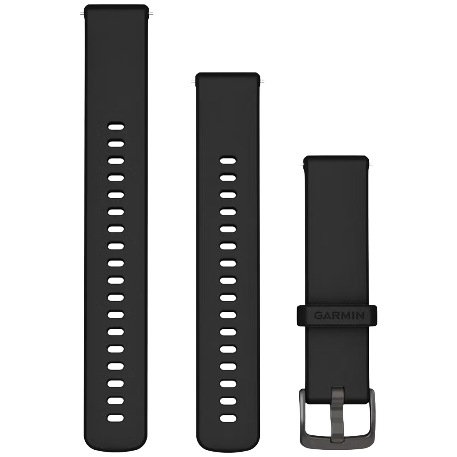 GARMIN Siliconen polsband, 20MM, Snelsluiting, zwart, met leigrijze gesp Horlogebandje Zwart afbeelding