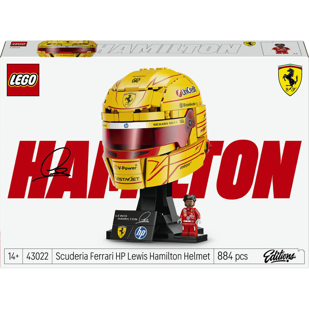 LEGO Helm-Set von Lewis Hamilton mit Figur und Verpackung.