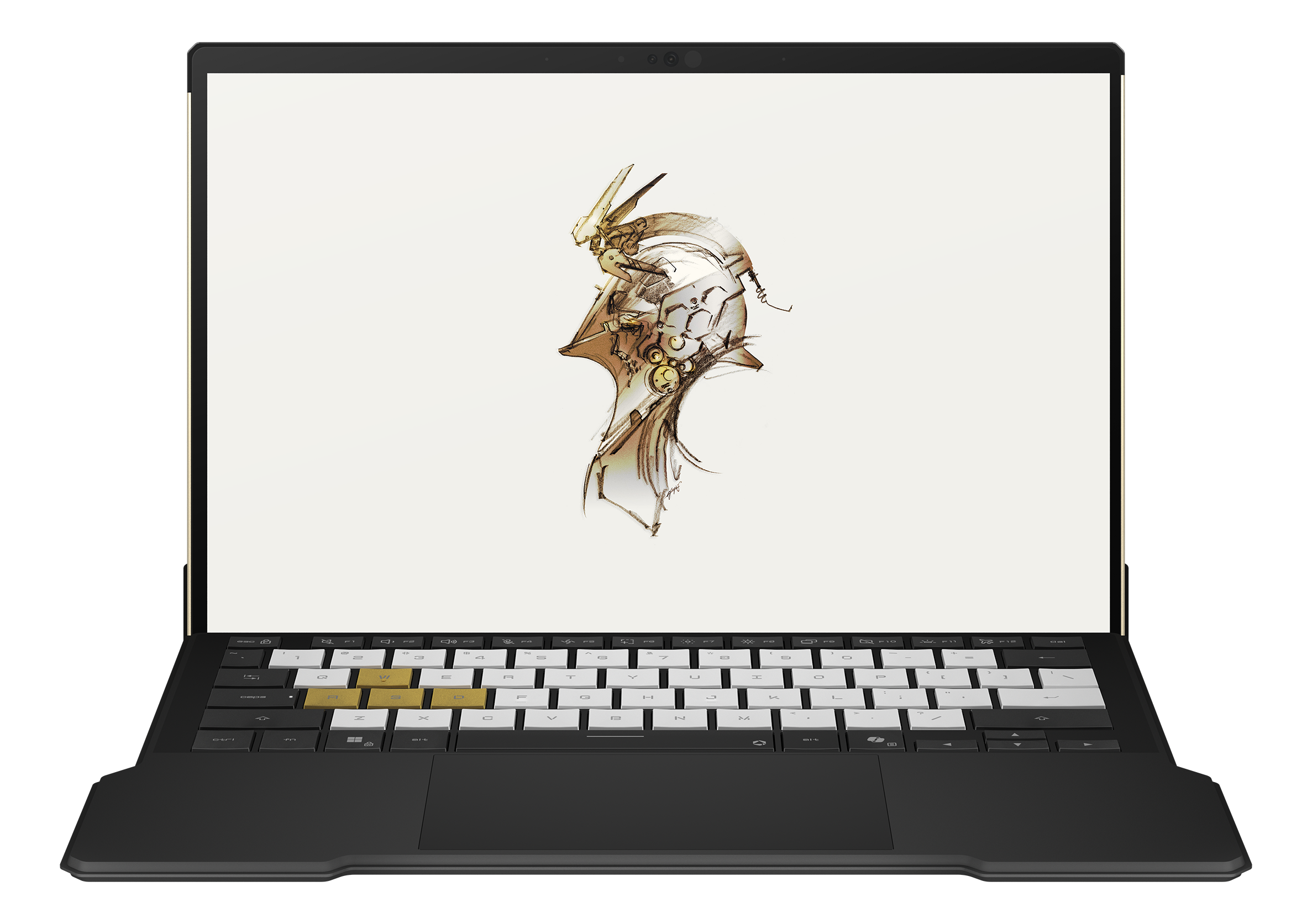 Ein Laptop mit einem gezeichneten Kopf auf dem Bildschirm.